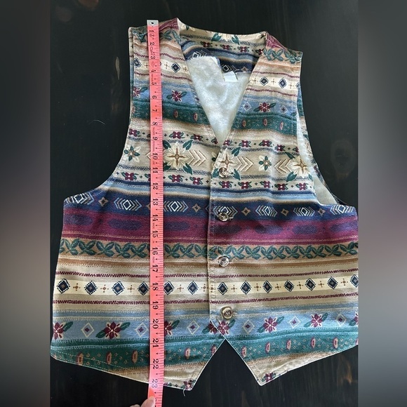 Vintage Vivaldi Jeanswear Aztec Vest Medium Austin Western Santa Fe - Picture 6 of 10